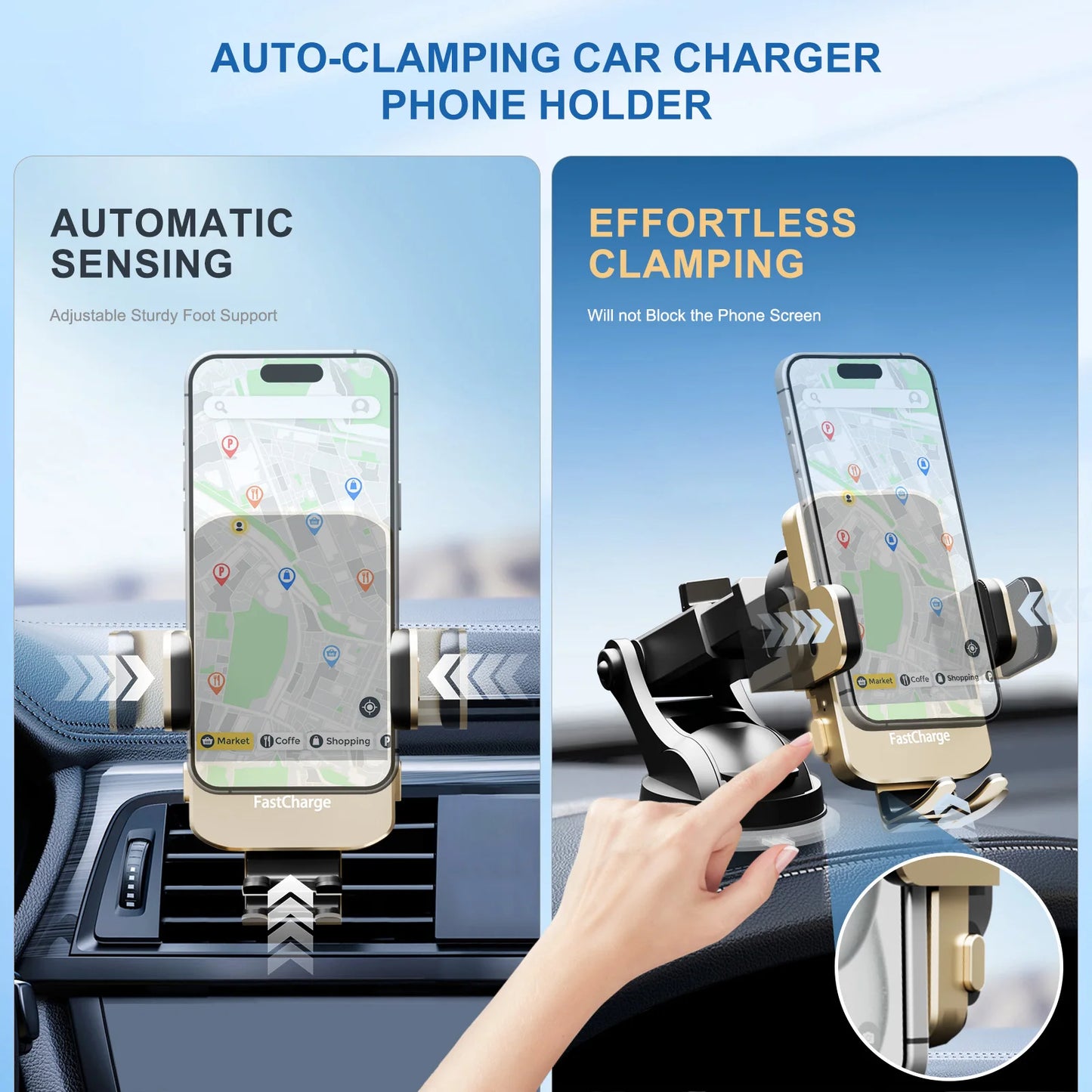 Wireless Fast Car Charger Phone Holder For IPhone 16 15 14 13 12 Pro Max 11 XR XS Samsung Galaxy
