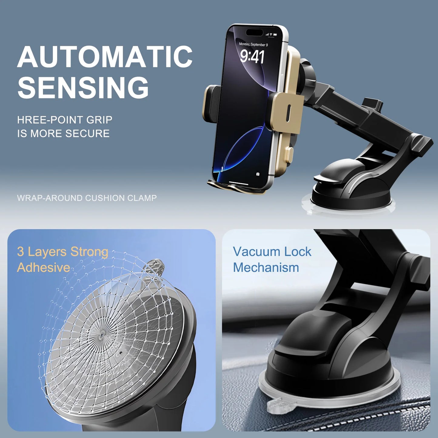 Wireless Fast Car Charger Phone Holder For IPhone 16 15 14 13 12 Pro Max 11 XR XS Samsung Galaxy