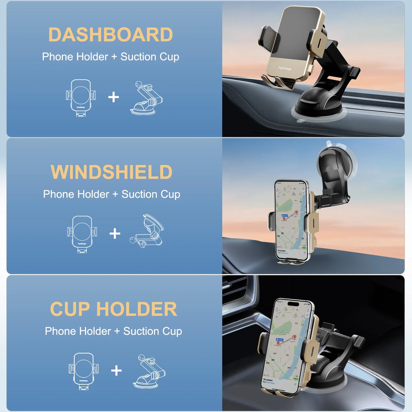 Wireless Fast Car Charger Phone Holder For IPhone 16 15 14 13 12 Pro Max 11 XR XS Samsung Galaxy