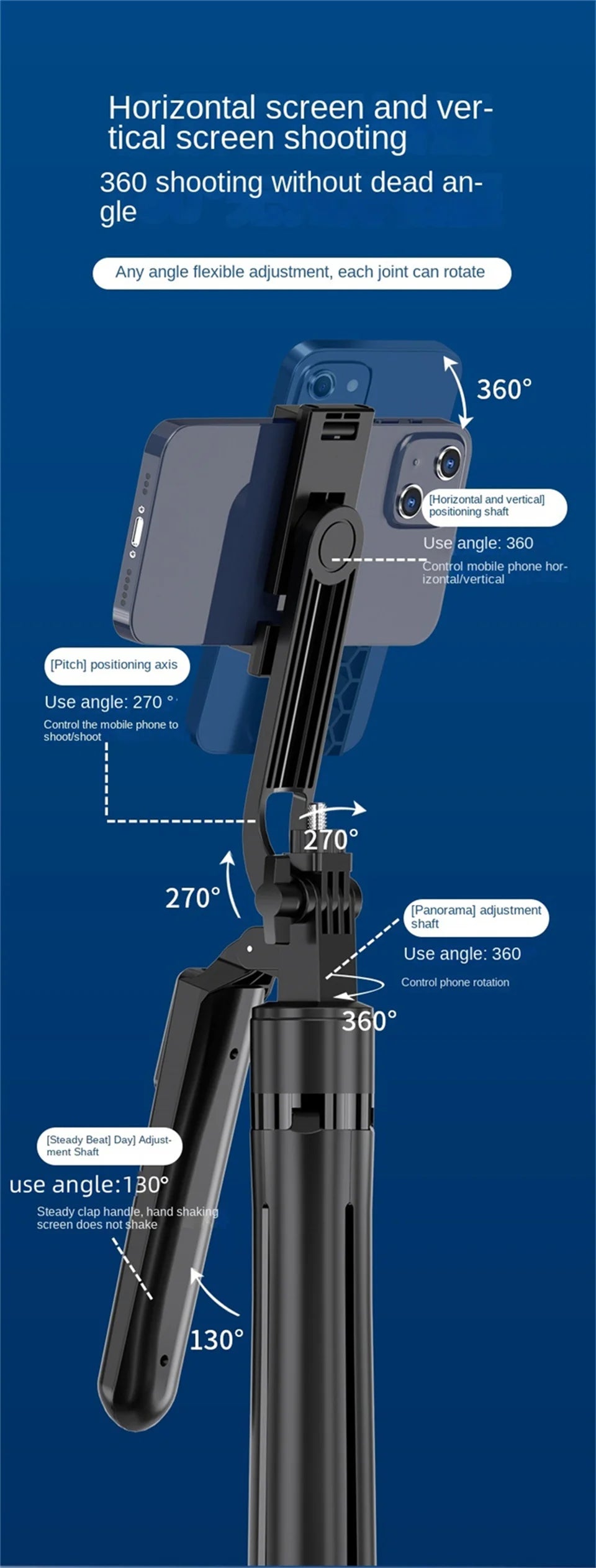 COOL DIER New Tripod for Smartphone Camera,Tripods Stand with Bluetooth shutter,Wireless Selfie Stick brackets with Phone Holder