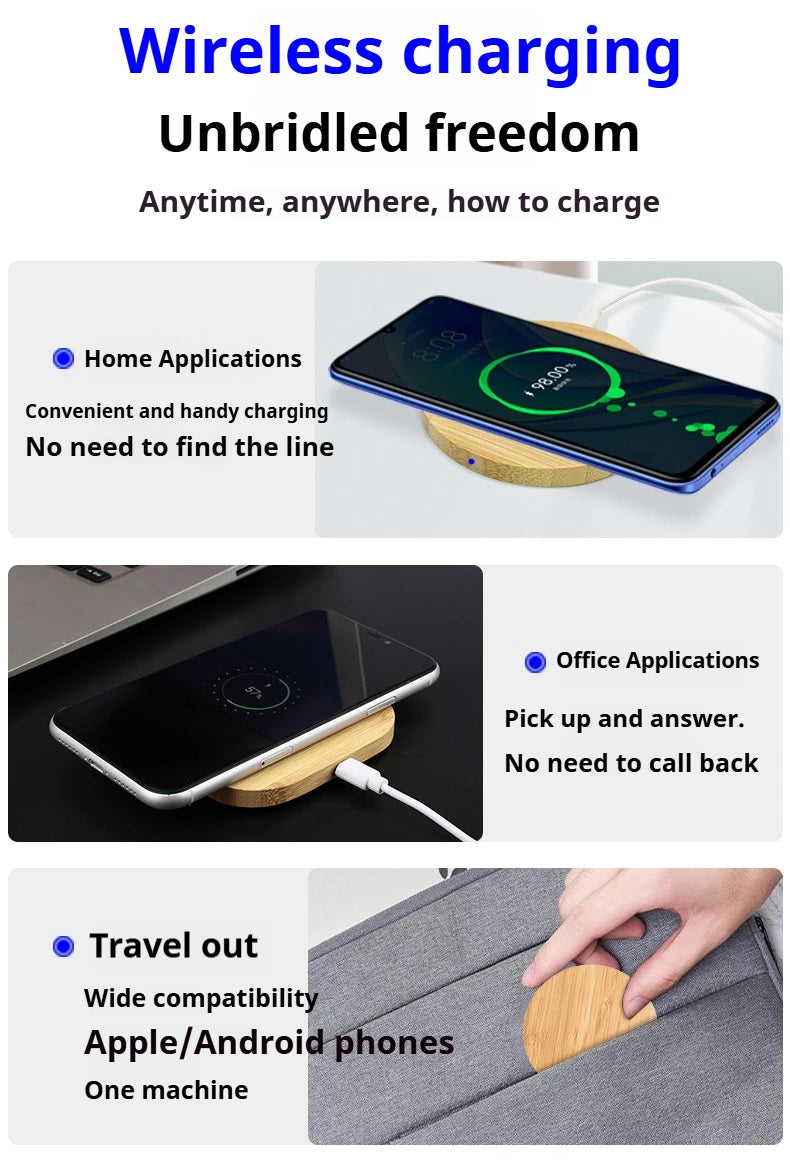 Circular 15W fast charger compatible with all wireless charging supported mobile phone wireless chargers