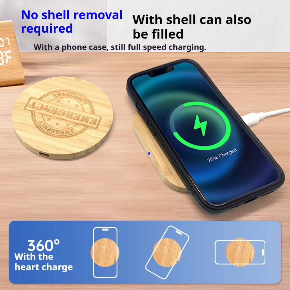 Circular 15W fast charger compatible with all wireless charging supported mobile phone wireless chargers