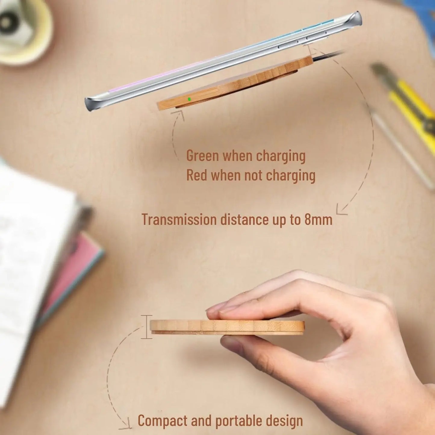 Circular 15W fast charger compatible with all wireless charging supported mobile phone wireless chargers