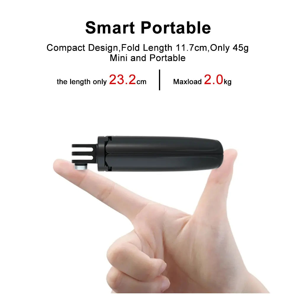 Mini Retractable Selfie Stick Foldable Portable Tripod For Go Pro Hero11 10 9 Black Session Osmo Insta Action Camera Vlog Stand