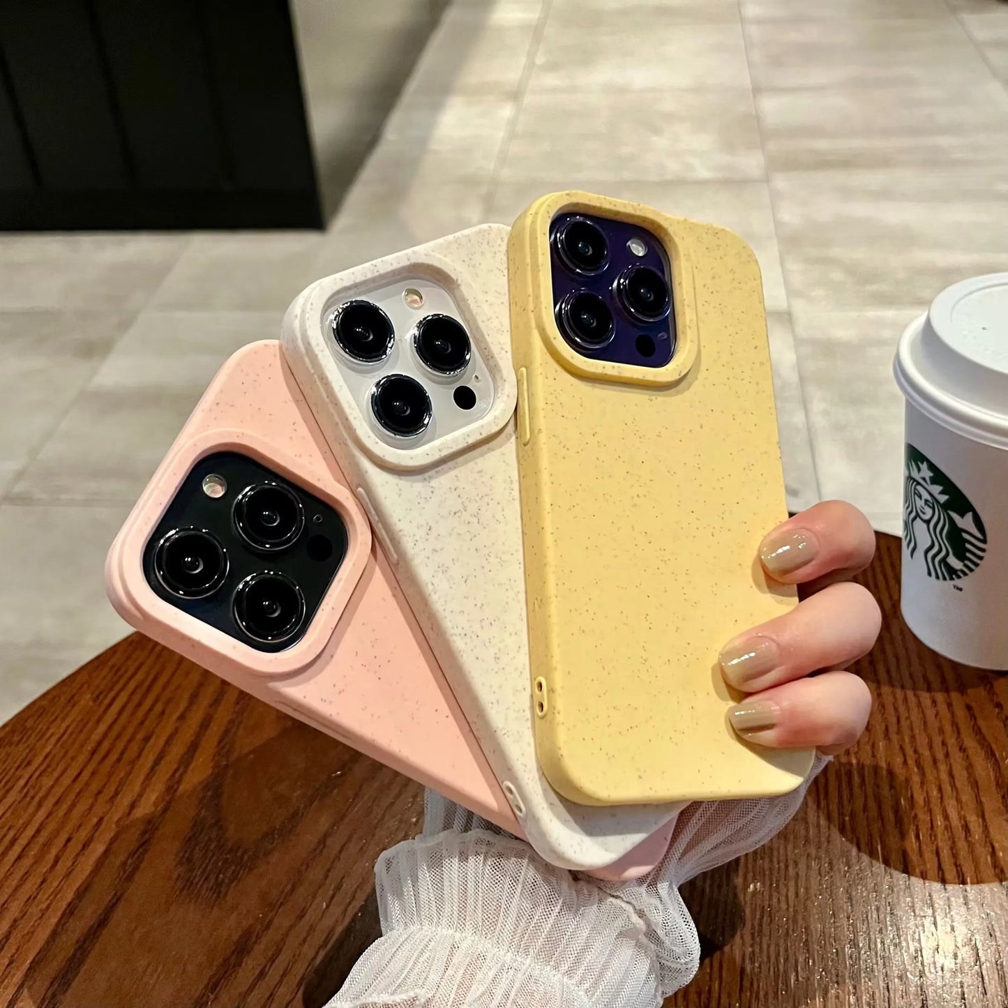 Eco Biodegradable Wheat Straw Soft Silicone Case For iPhone 17 Air 16 E 15 14 Plus 13 12 Mini 11 Pro XR XS Max Fashion TPU Cover