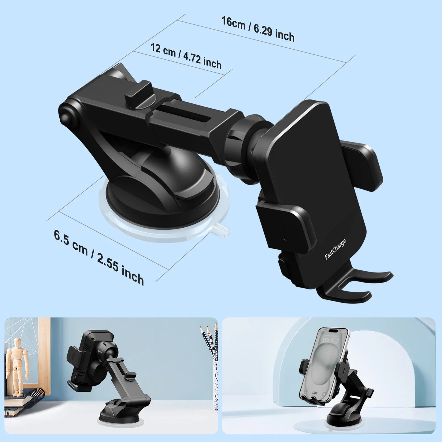 Wireless Fast Car Charger Phone Holder  For IPhone 16 15 14 13 12 Pro Max 11 XR XS Samsung Galaxy
