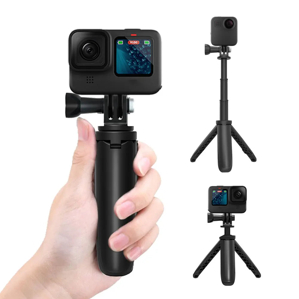 Mini Retractable Selfie Stick Foldable Portable Tripod For Go Pro Hero11 10 9 Black Session Osmo Insta Action Camera Vlog Stand