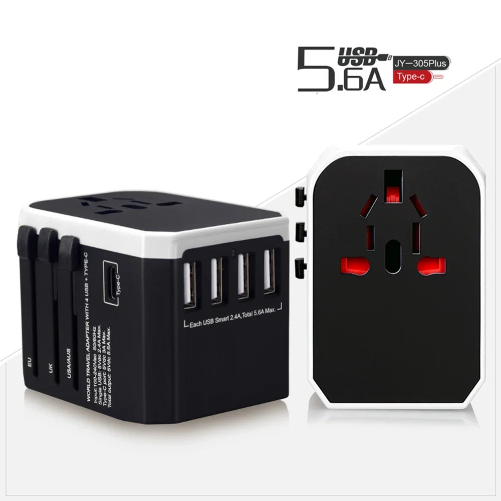 Melery Travel Smart Adapter International Plug Adaptor Wall USB Type C Charger.