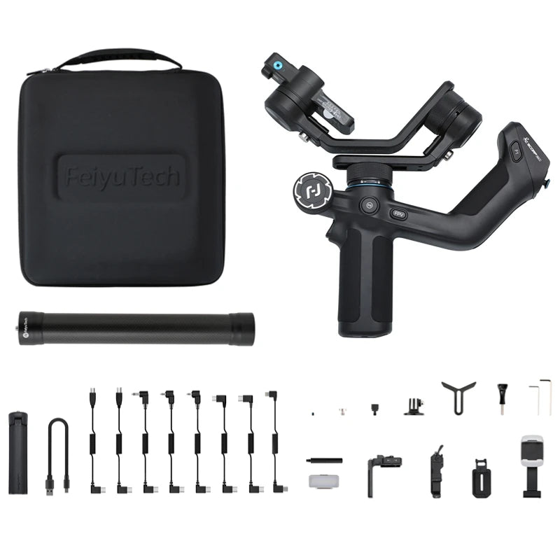 FeiyuTech SCORP Mini 2 Handheld Gimbal 3-Axis Mirrorless & Action Camera Smartphone with AI tracker Magnetic Fill, 1.2kg Payload