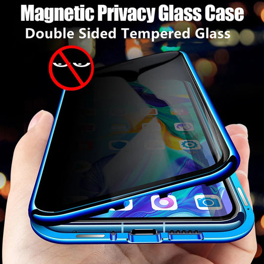 Anti-Peeping Privacy Protection Magnetic Case For IPhone 14, 15, 16 - 14, 15, 16 Pro and Pro  Max  Double Glass Metal Cover