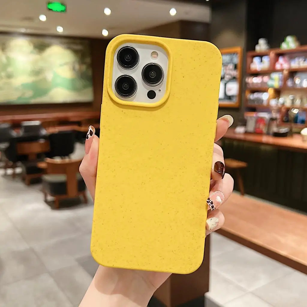 Eco Biodegradable Wheat Straw Soft Silicone Case For iPhone 17 Air 16 E 15 14 Plus 13 12 Mini 11 Pro XR XS Max Fashion TPU Cover