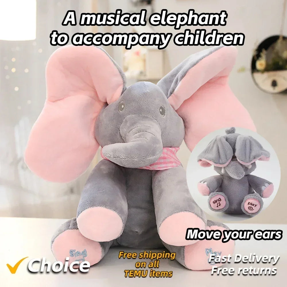 Peek A Boo  Elephant Plush Toy  Singing Interactive Musical Toys Gifts