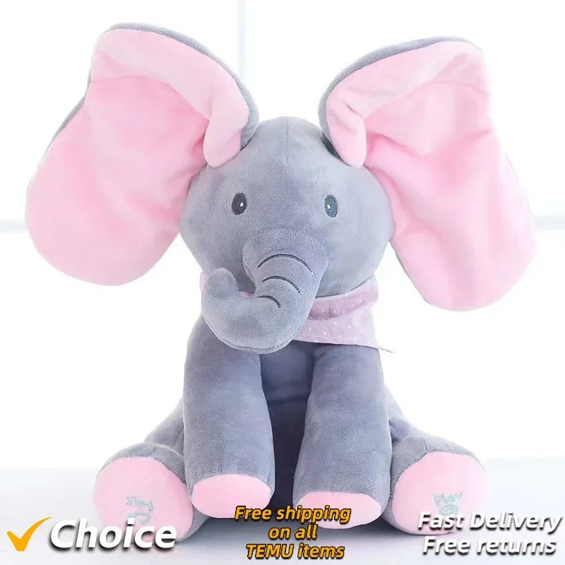 Peek A Boo  Elephant Plush Toy  Singing Interactive Musical Toys Gifts