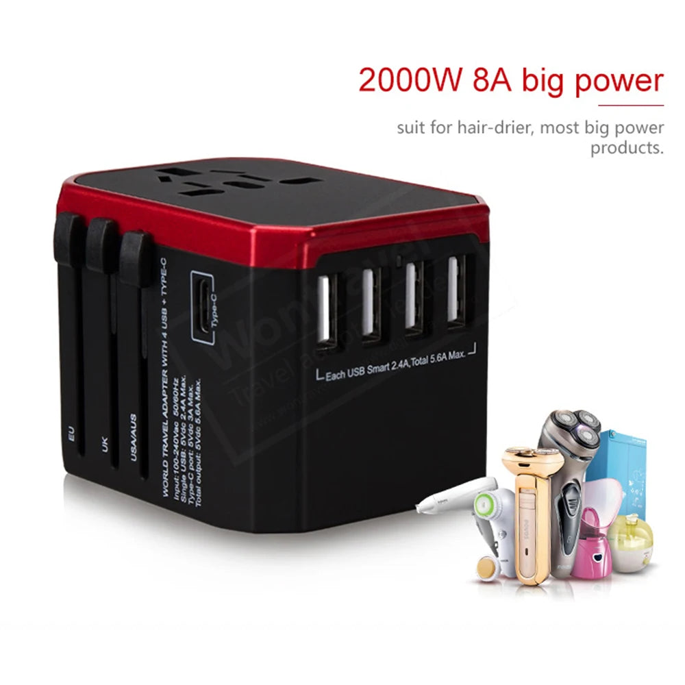 Melery Travel Smart Adapter International Plug Adaptor Wall USB Type C Charger.