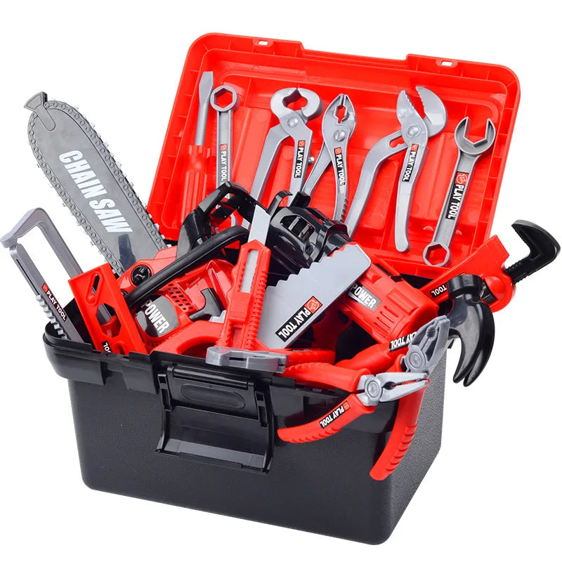 Children's Toolbox Engineer Simulation Repair Tools Pretend Toy Electric Drill Screwdriver Repair Kit Play House Toys Kids Gift