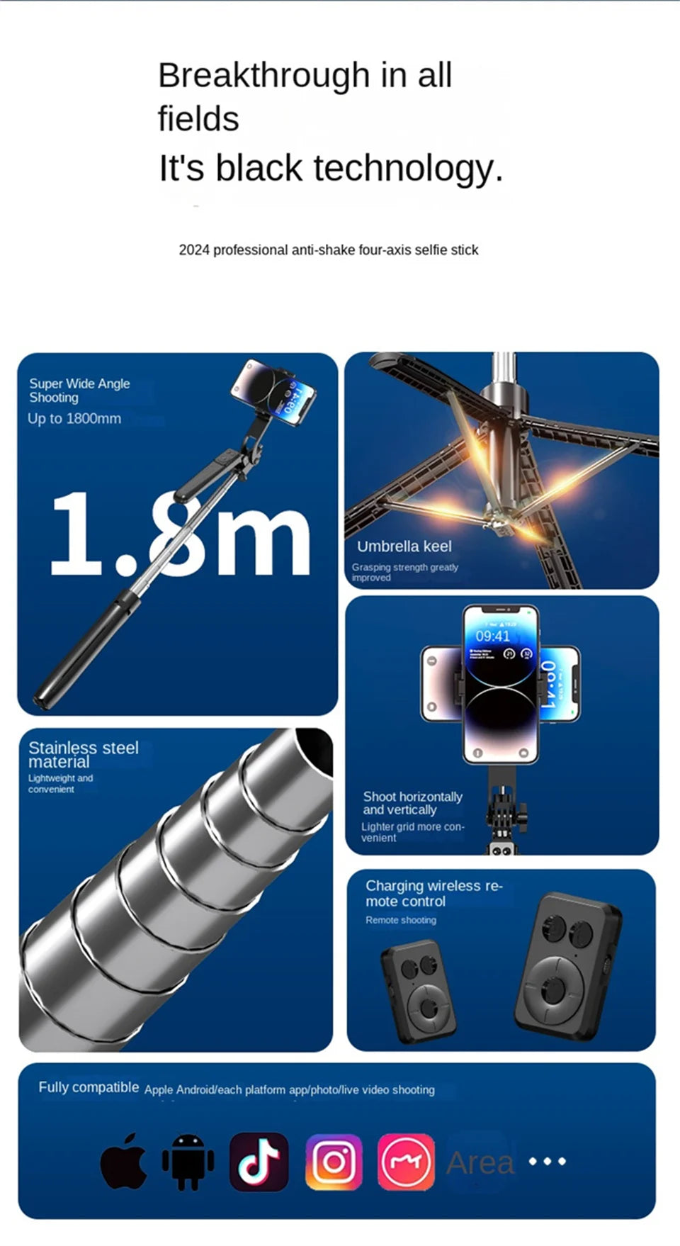 COOL DIER New Tripod for Smartphone Camera,Tripods Stand with Bluetooth shutter,Wireless Selfie Stick brackets with Phone Holder