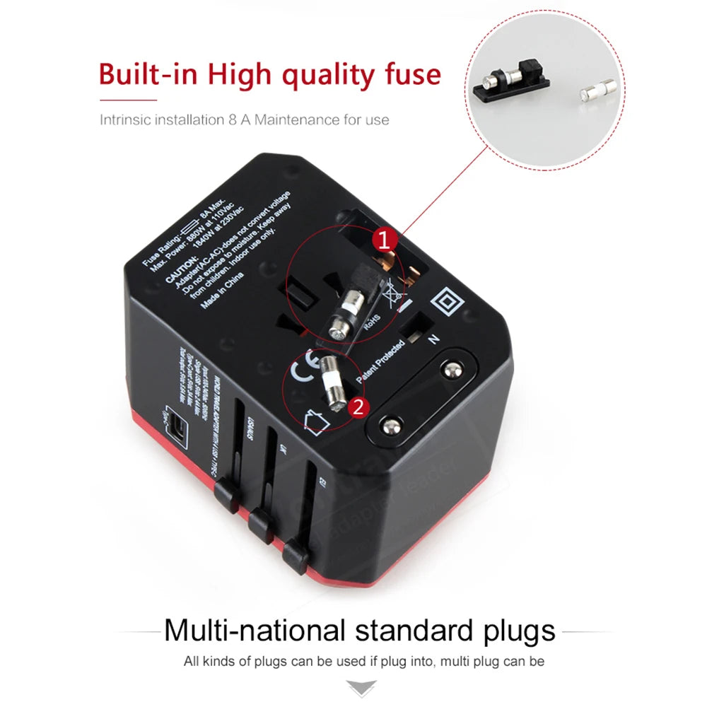 Melery Travel Smart Adapter International Plug Adaptor Wall USB Type C Charger.