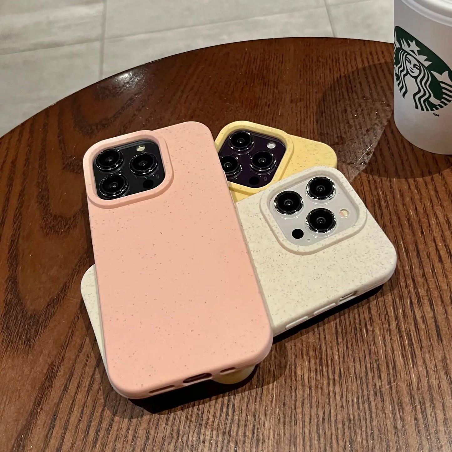 Eco Biodegradable Wheat Straw Soft Silicone Case For iPhone 17 Air 16 E 15 14 Plus 13 12 Mini 11 Pro XR XS Max Fashion TPU Cover