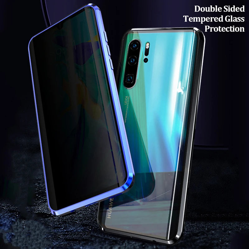 Anti-Peeping Privacy Protection Magnetic Case For IPhone 14, 15, 16 - 14, 15, 16 Pro and Pro  Max  Double Glass Metal Cover