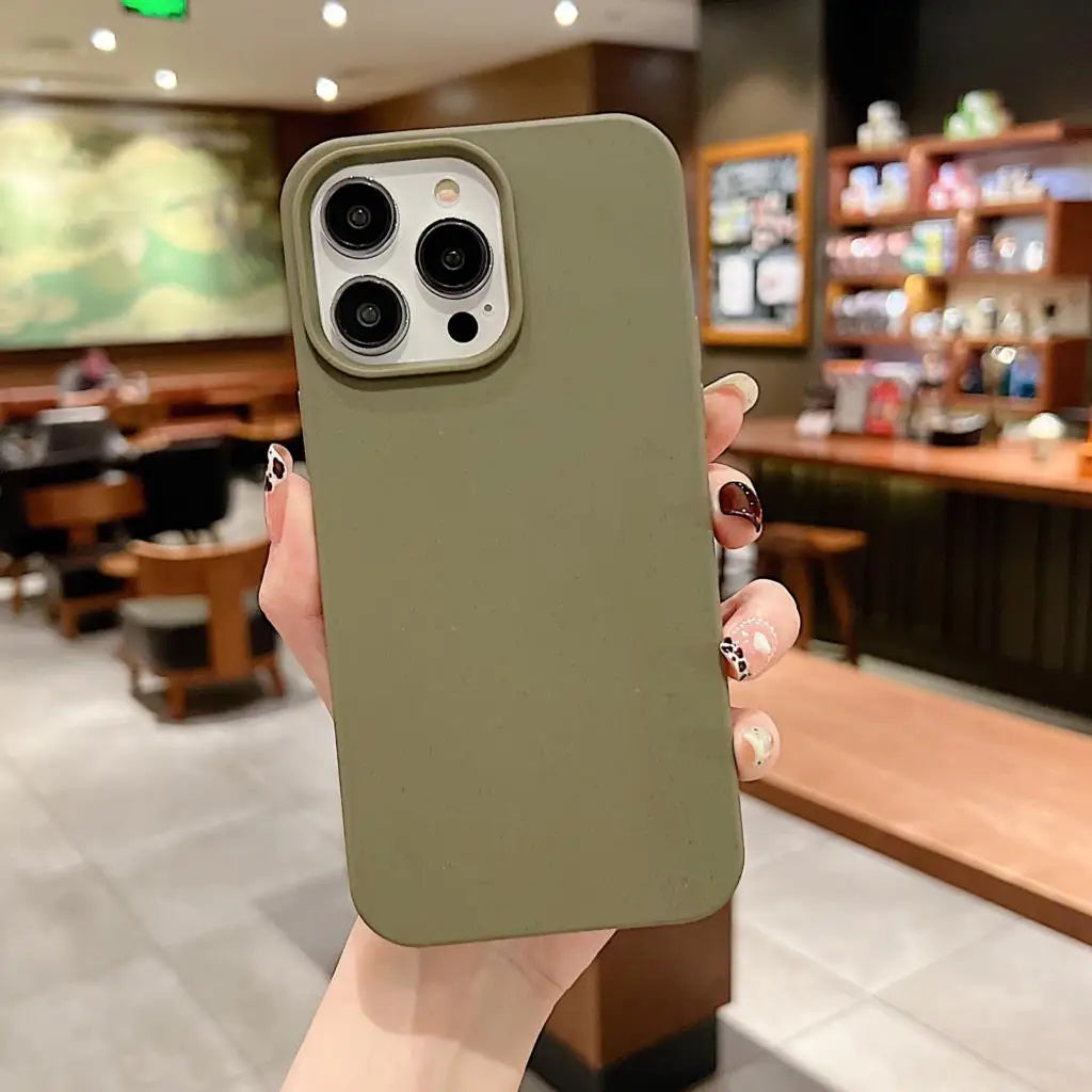 Eco Biodegradable Wheat Straw Soft Silicone Case For iPhone 17 Air 16 E 15 14 Plus 13 12 Mini 11 Pro XR XS Max Fashion TPU Cover