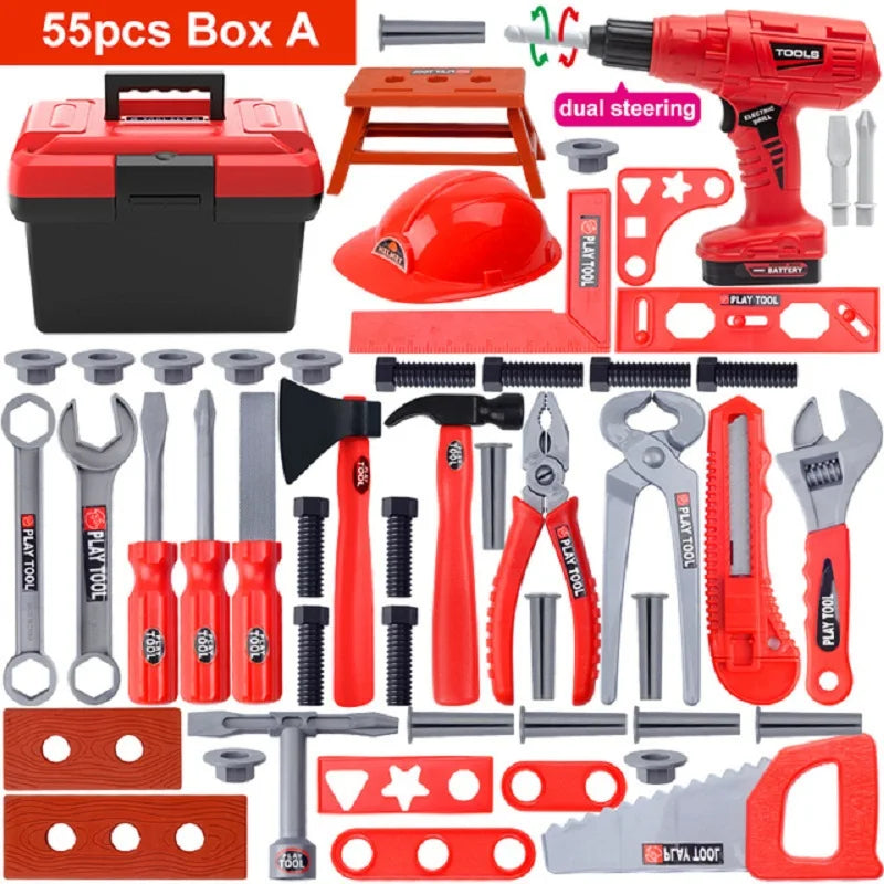 Children's Toolbox Engineer Simulation Repair Tools Pretend Toy Electric Drill Screwdriver Repair Kit Play House Toys Kids Gift