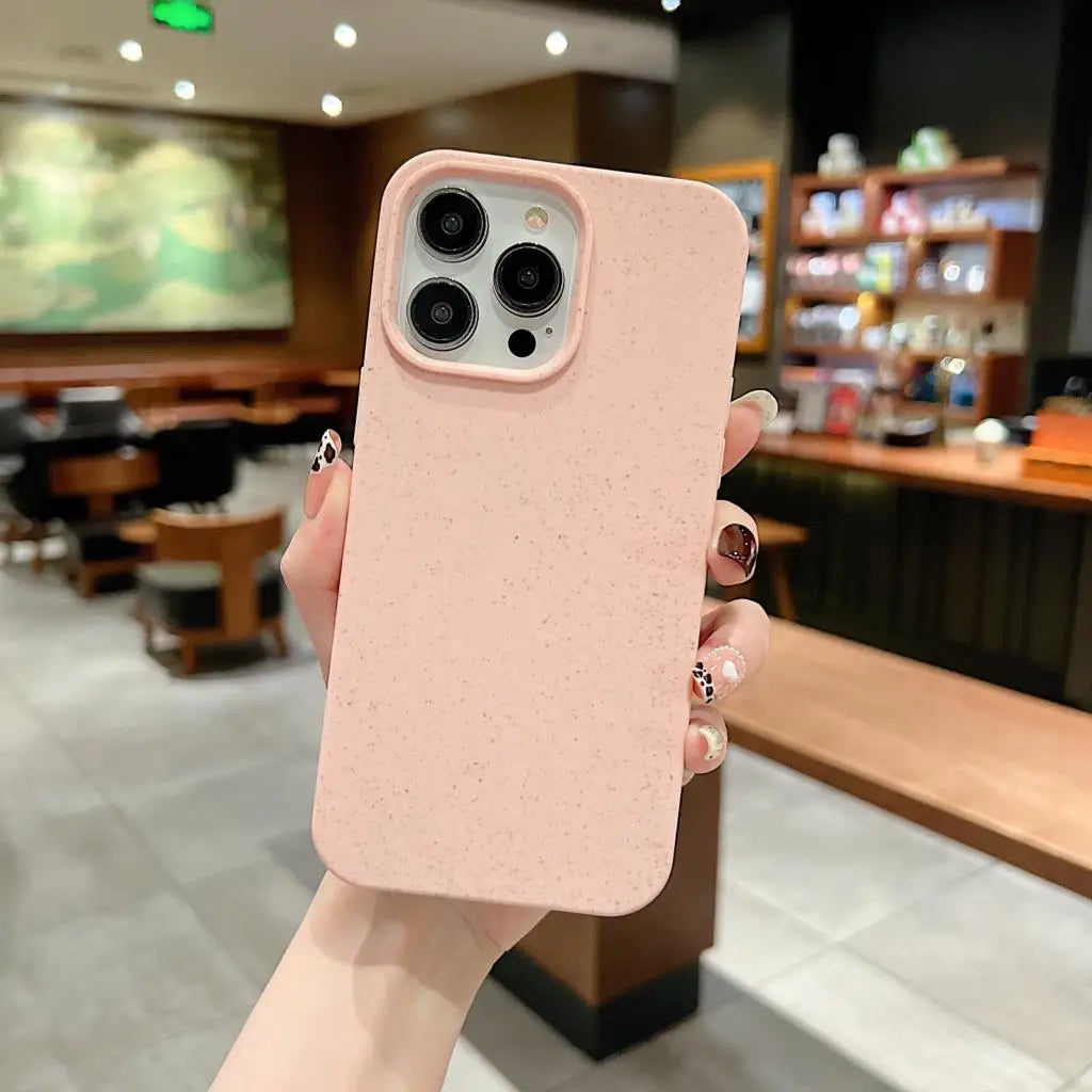 Eco Biodegradable Wheat Straw Soft Silicone Case For iPhone 17 Air 16 E 15 14 Plus 13 12 Mini 11 Pro XR XS Max Fashion TPU Cover