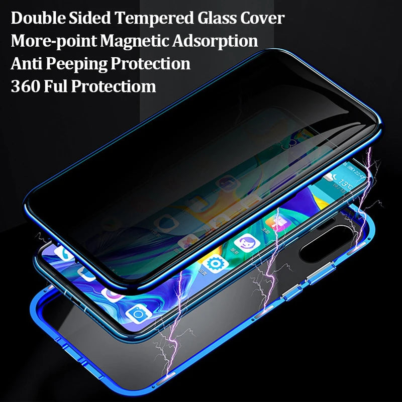 Anti-Peeping Privacy Protection Magnetic Case For IPhone 14, 15, 16 - 14, 15, 16 Pro and Pro  Max  Double Glass Metal Cover