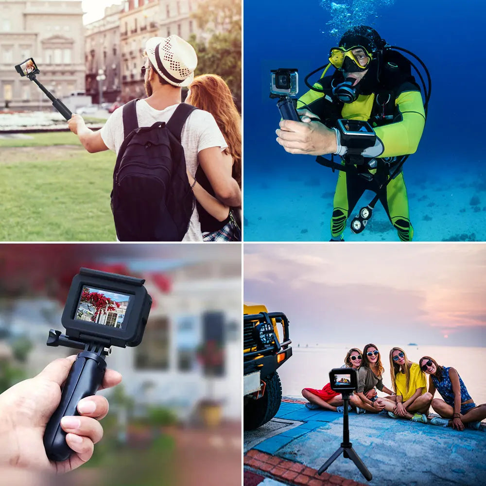 Mini Retractable Selfie Stick Foldable Portable Tripod For Go Pro Hero11 10 9 Black Session Osmo Insta Action Camera Vlog Stand