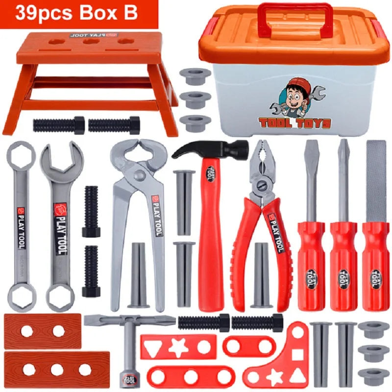 Children's Toolbox Engineer Simulation Repair Tools Pretend Toy Electric Drill Screwdriver Repair Kit Play House Toys Kids Gift