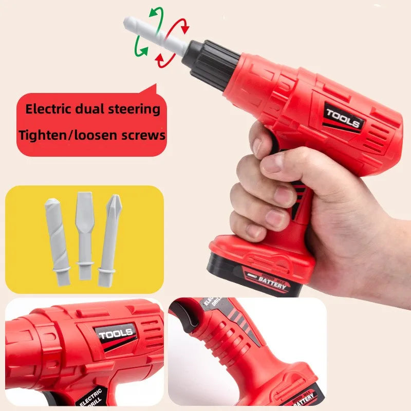 Children's Toolbox Engineer Simulation Repair Tools Pretend Toy Electric Drill Screwdriver Repair Kit Play House Toys Kids Gift