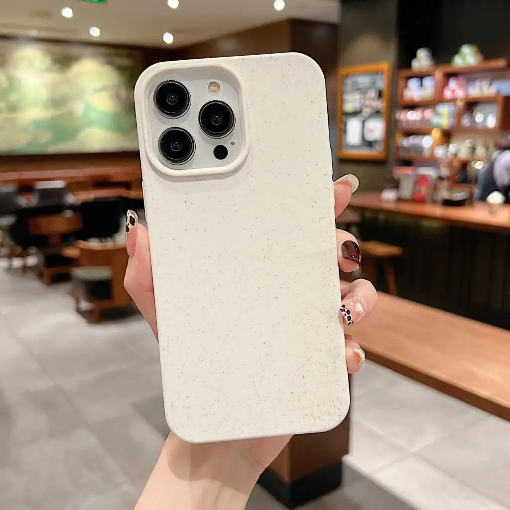 Eco Biodegradable Wheat Straw Soft Silicone Case For iPhone 17 Air 16 E 15 14 Plus 13 12 Mini 11 Pro XR XS Max Fashion TPU Cover