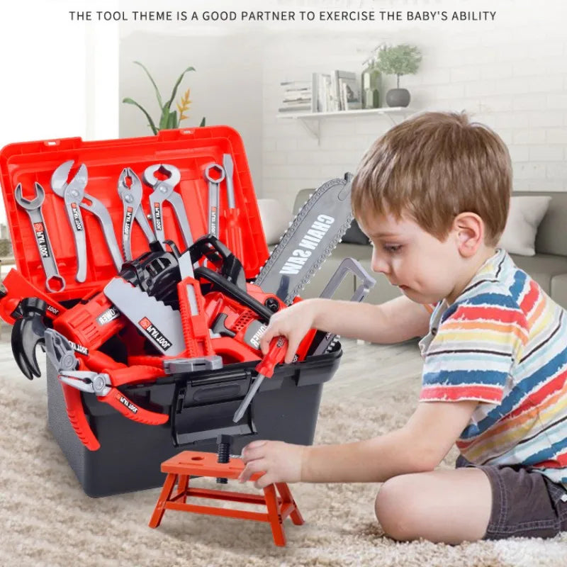 Children's Toolbox Engineer Simulation Repair Tools Pretend Toy Electric Drill Screwdriver Repair Kit Play House Toys Kids Gift